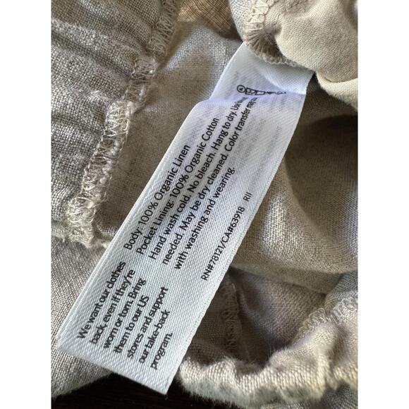 Eileen Fisher Cropped Organic Linen Pants Womens Large Beige Wheat Straight Leg - Picture 5 of 12